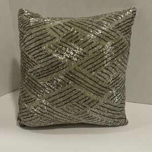 Hotel Collection Silver & Gray Beaded Pillow 11' x 11' EUC